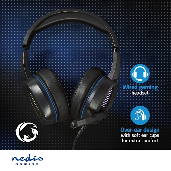 Nedis Gaming Headset | Over-Ear | Surround | USB Type-A | Vikbara Mikrofon | 2.10 m | LED