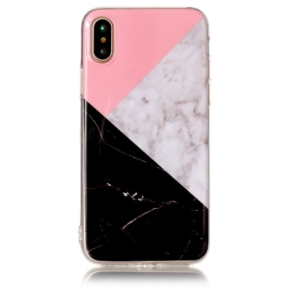 Blødt TPU cover til iPhone X/XS, Pink, Grå, Sort, Marmor Svart