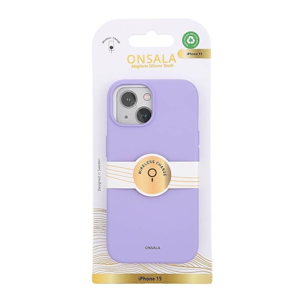 Onsala Back Sil Touch Recycled MagSerie iPhone 15 Purple Lila