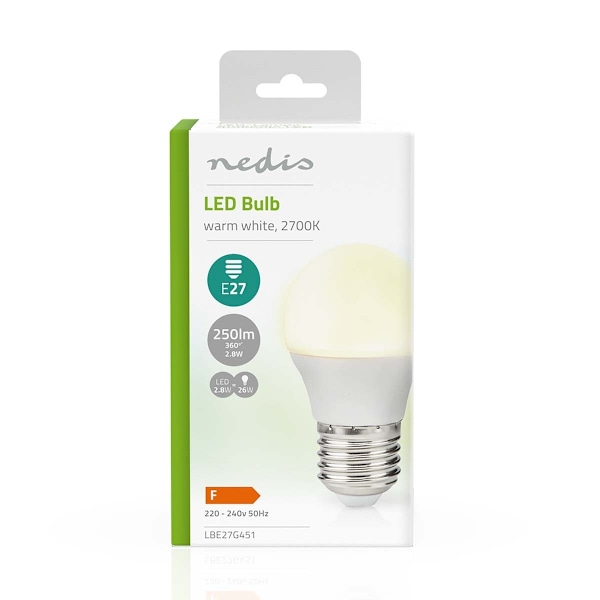 Nedis LED Pære E27 | G45 | 2.8 W | 250 lm | 2700 K | Varm Hvid | Retro stil | Frosted | 1 stk