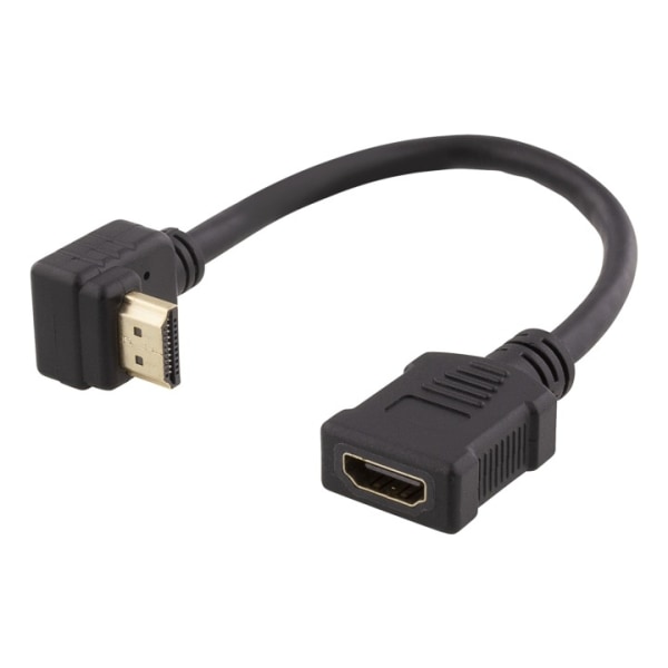 DELTACO HDMI-sovitin, 0,2m, taipuisa, lovitet. yläpuolelta, UHD, musta