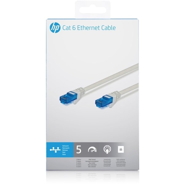 HP Network Cable - Cat 6 - 5.0m forbinder den bærbare computer m