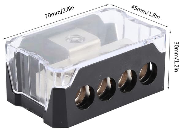 Distributionsblock 1x10,5mm till 4x7mm