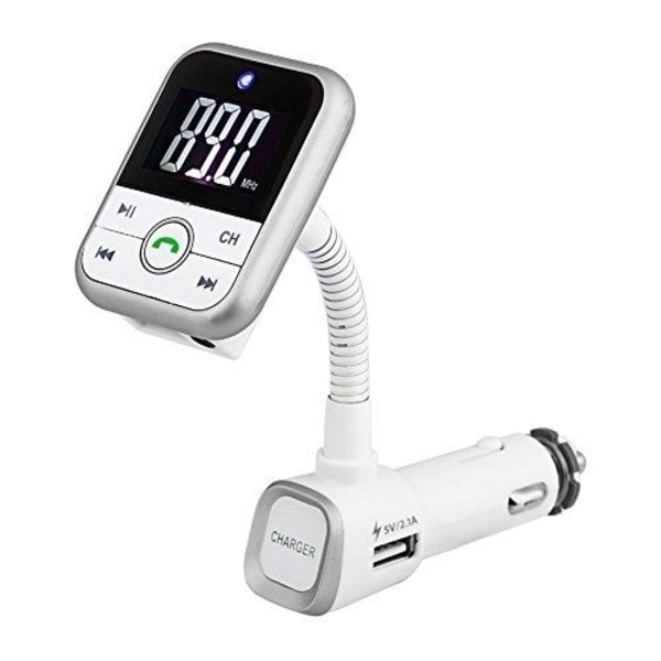 FM-sender med Bluetooth-håndfri og billader (Sølv)