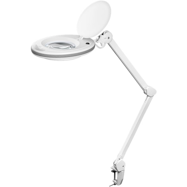 Goobay LED-luplampe med klemme, 8 W, hvid 650 lm, 127 mm krystalglaslinse, 1,75x forstørrelse, 3 dioptrier