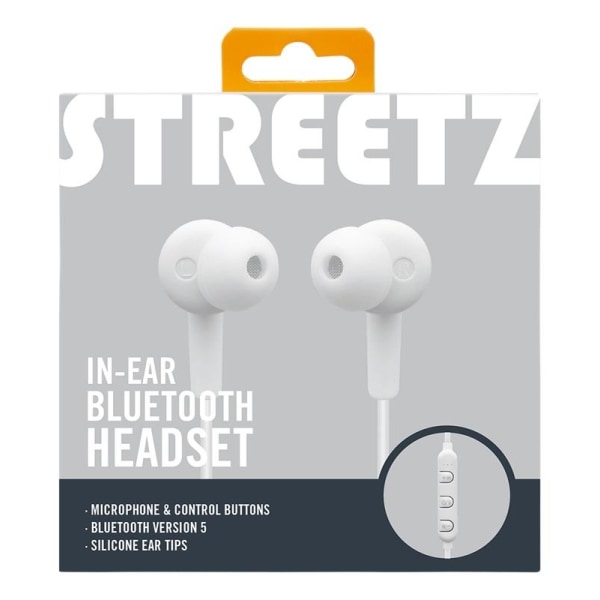 STREETZ In-ear BT headphones with microphone and control buttons Vit