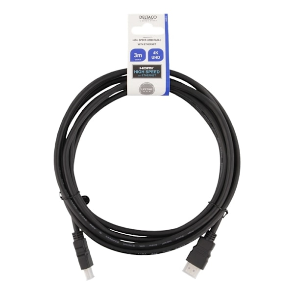 DELTACO HDMI-kaapeli, CCS, HDMI High Speed w/Ethernet, 3,0m, musta