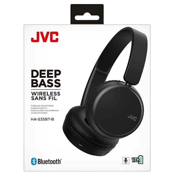 JVC Headphone On-Ear Wireless HA-S35BT Black Svart