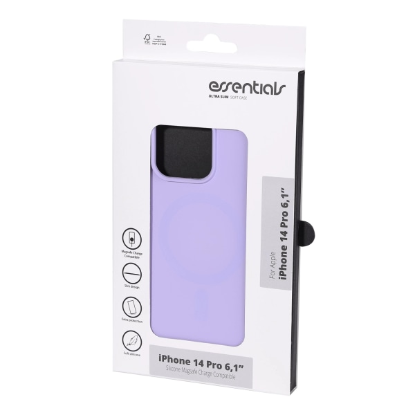 Essentials iPhone 14 Pro Silicone Mag back cover, Purple Lila