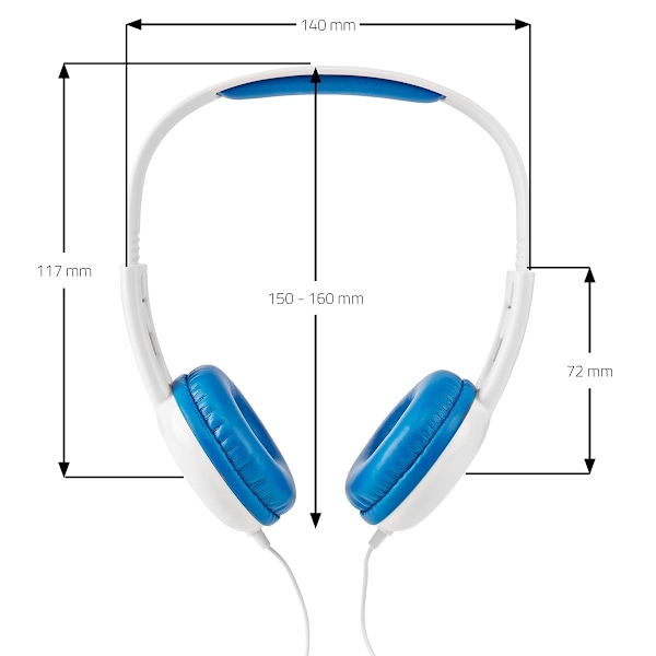 Nedis On-Ear Langalliset Kuulokkeet | 3.5 mm | Kaapelin pituus: 1.20 m | 82 dB | Sininen Vit