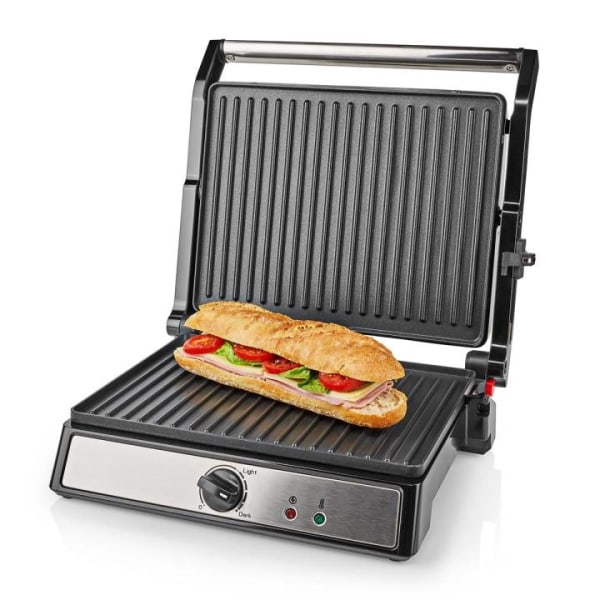 Nedis Kontakt Grill | 2000 W | 29 x 23 cm | Justerbar temperaturkontroll | Plast / Rostfritt stål