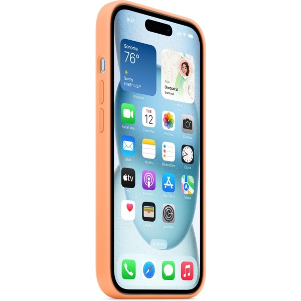 Apple iPhone 15 silikonikotelo MagSafella, sorbet-oranssi Orange