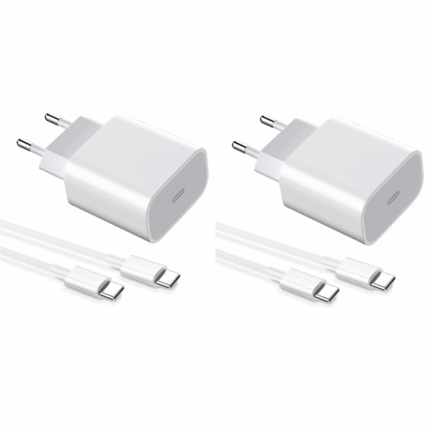 2-pack Laddare för iPhone 15 / Android 20W med USB-C till USB-C