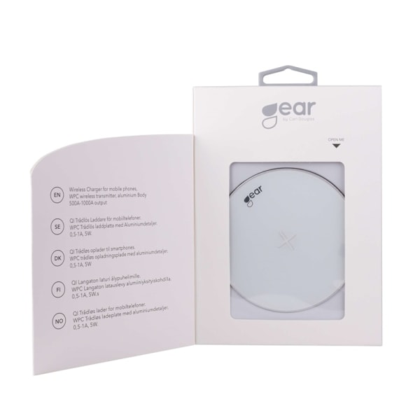 GEAR Trådlös QI Laddare 220V 5W 1A Vit
