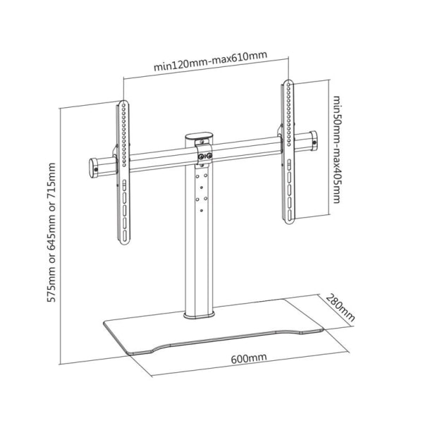 DELTACO näytön pöytäteline, 32" - 55", max 40kg, 3 korkeutta, musta