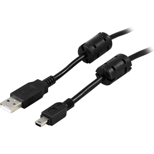 USB 2.0 kaapeli A-MiniB u-u, ferriittiytimet, 2m, musta