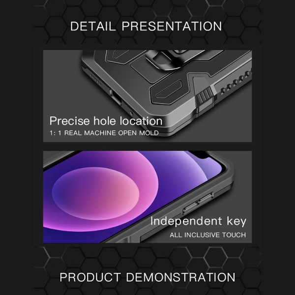 Tåligt skal med stativ till iPhone 13 Mini, Svart Svart