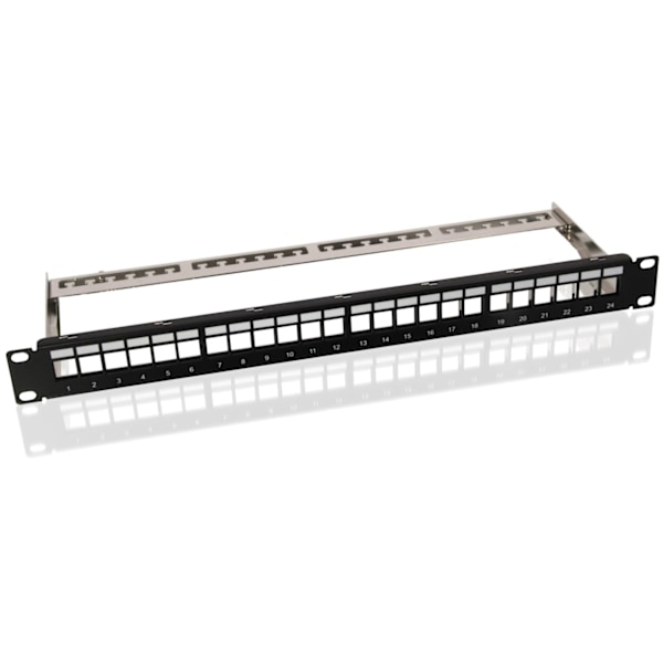 Goobay 19-tums (48,3 cm) Keystone-kopplingspanel (1 HE) inkl. 24x CAT-6-moduler (UTP)