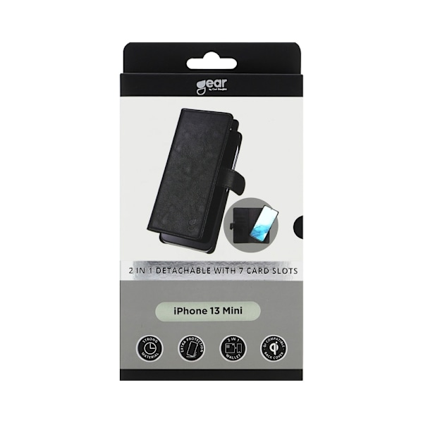 GEAR Wallet 2-i-1 7 Kortrum Sort - iPhone 13 Mini Svart