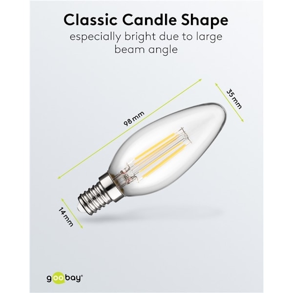 Goobay LED-lampa med glödtråd, 6 W sockel E14, varmvit, ej dimbar