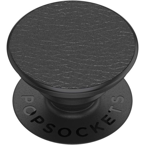 PopSockets Pebbled Vegan Leather Black Irrotettava Grip Telinetoiminnolla Premium