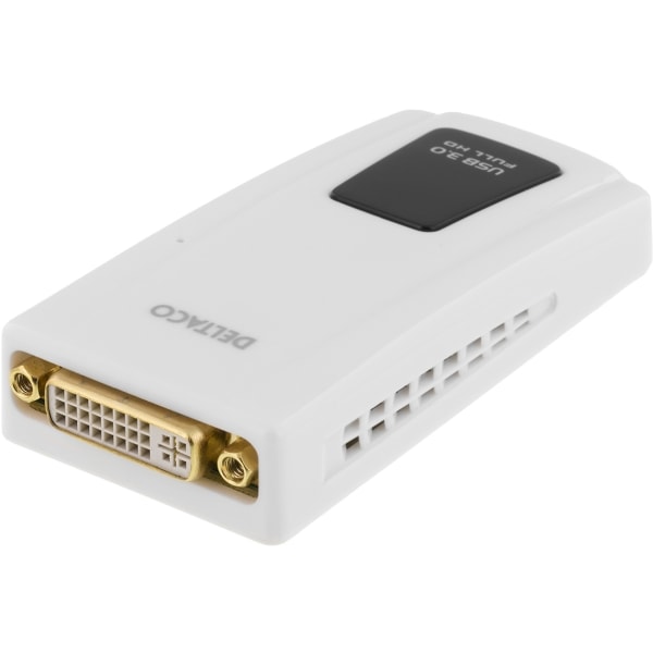 DELTACO PRIME sovitin USB 3.0 - DVI/HDMI/VGA,  2048x1152, valkoinen