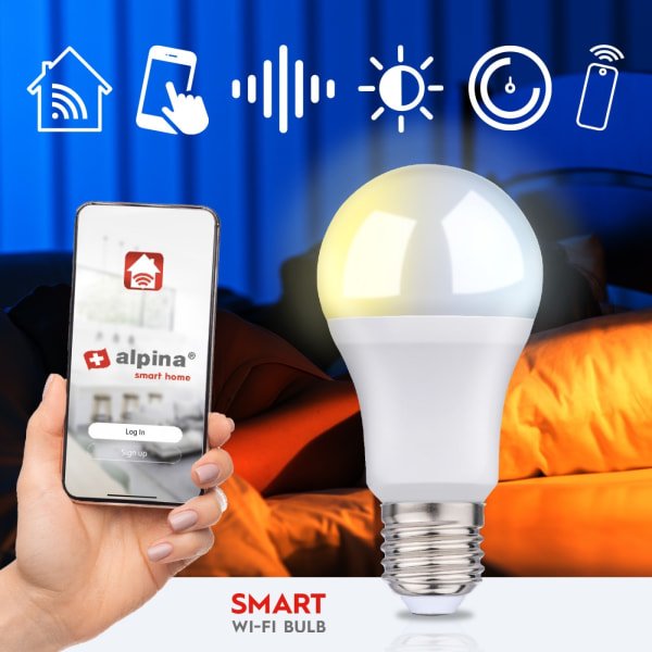 Alpina WiFi Smart E27 LED Varm/Kall Vit 9W