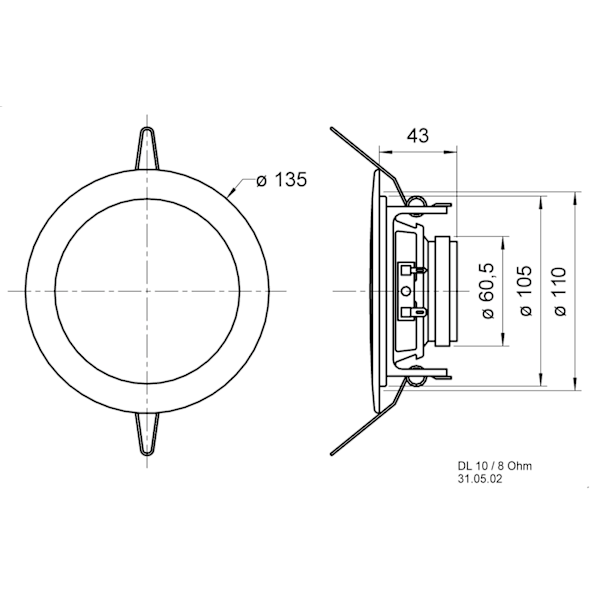 Visaton DL 10 - 8 Ohm - 10 cm (4") loftsmonteret højttaler