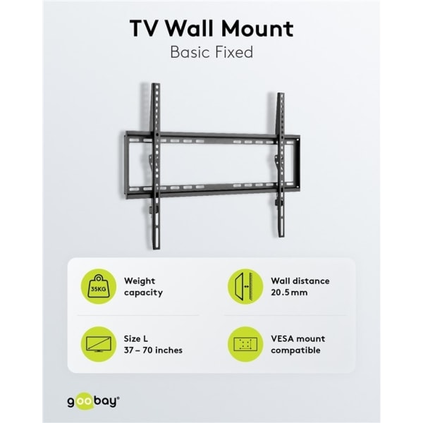 Goobay TV-väggfäste Basic FIXED (L) för TV-apparater från 37 til
