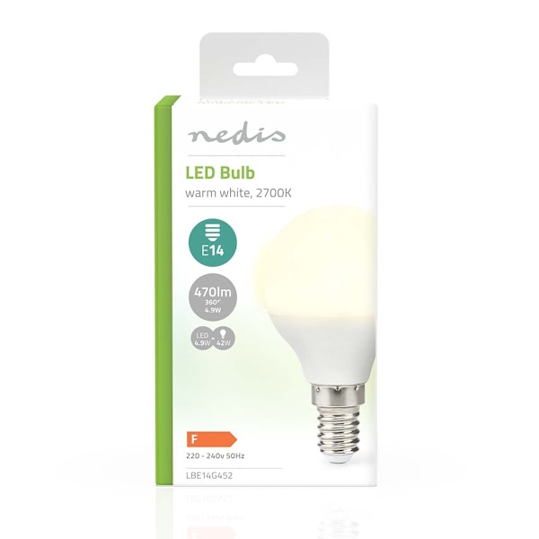 Nedis LED-lampa E14 | G45 | 4.9 W | 470 lm | 2700 K | Varm Vit | Matt | 1 st
