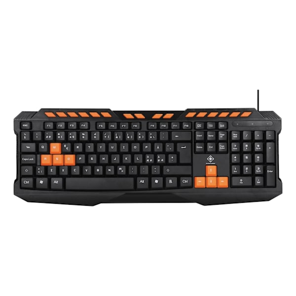 DELTACO GAMING keyboard, anti-ghosting, USB, nordic, black/orange