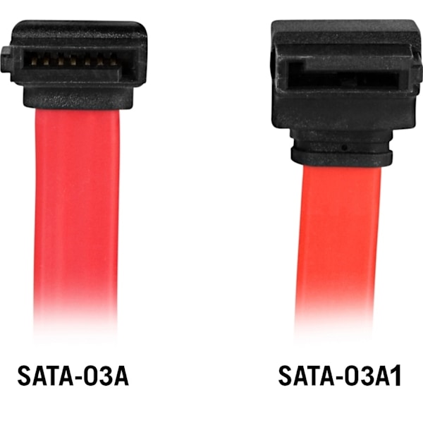 DELTACO SATA/SAS-kabel, vinklede (ned)-ret, 0,3m