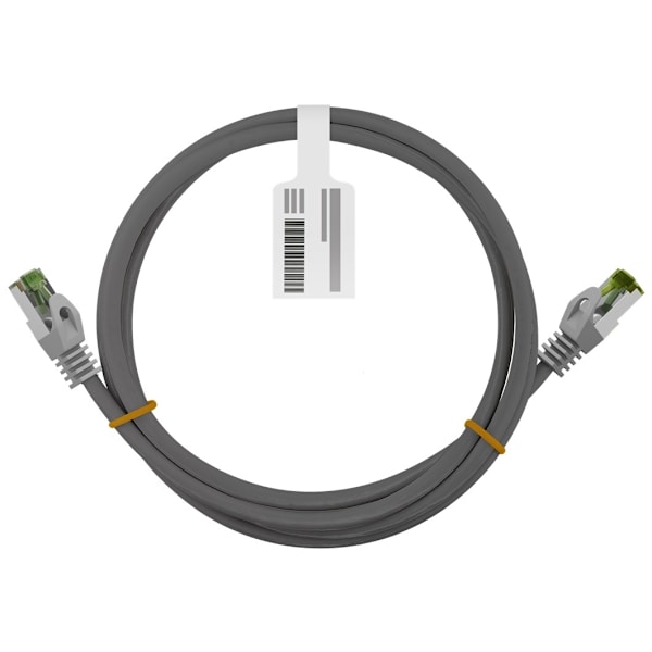 Goobay RJ45 netværkskabel med CAT 8.1 S/FTP råkabel, AWG 26, grå kobberleder, LSZH halogenfri kabelkappe, RJ45-stik (CAT 6A), 15 m