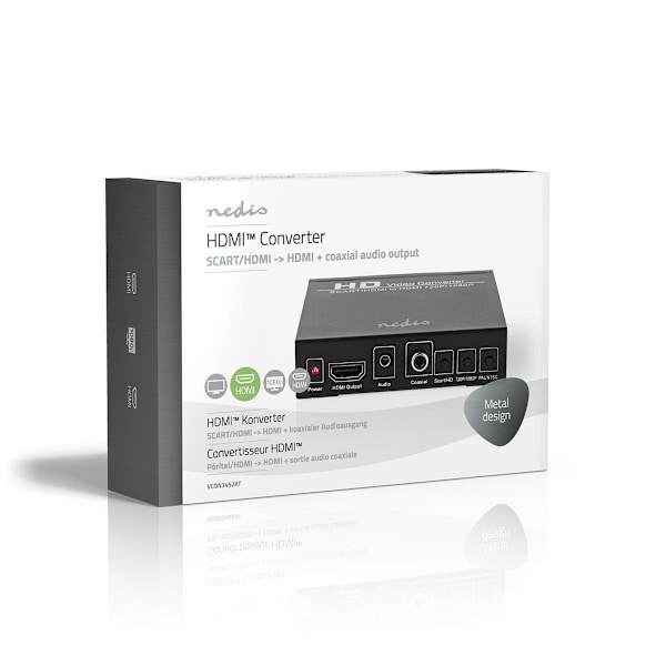 Nedis HDMI ™ Omvandlare | SCART Hona | HDMI™ utgång / 1x 3.5 mm ljud ut / 1x Digital Audio | Envägs | 1080p | 1.65 Gbps | Aluminium | Antracit