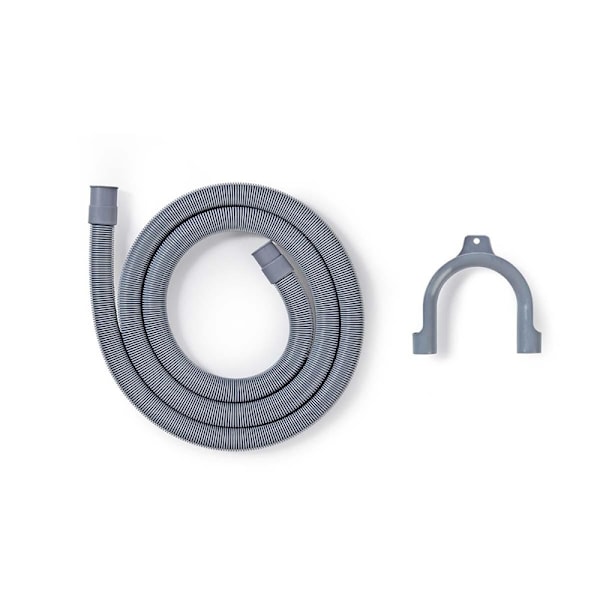 Nedis Utloppsslang | 21 mm | 19 mm | 1.5 Bar | 90 °C | 3.00 m | Användning: Maträtt / Tvättmaskin | Grå