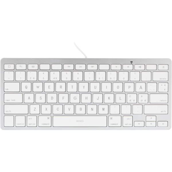 DELTACO lightning-tangentbord för iOS, MFi, 1m, nordisk, vit/sil Vit
