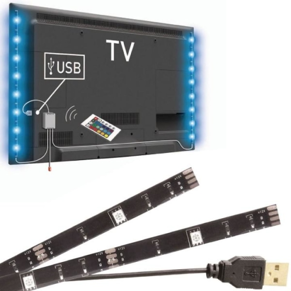 LED-strip RGB bakgrundsbelysning till TV med fjärrkontroll, 2x50
