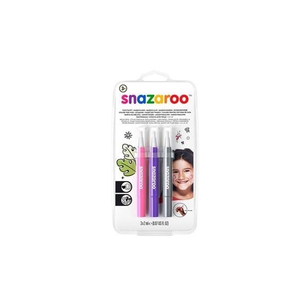 SNAZAROO Sminkefarve penselmaling 3stk. pink/lilla/sølv