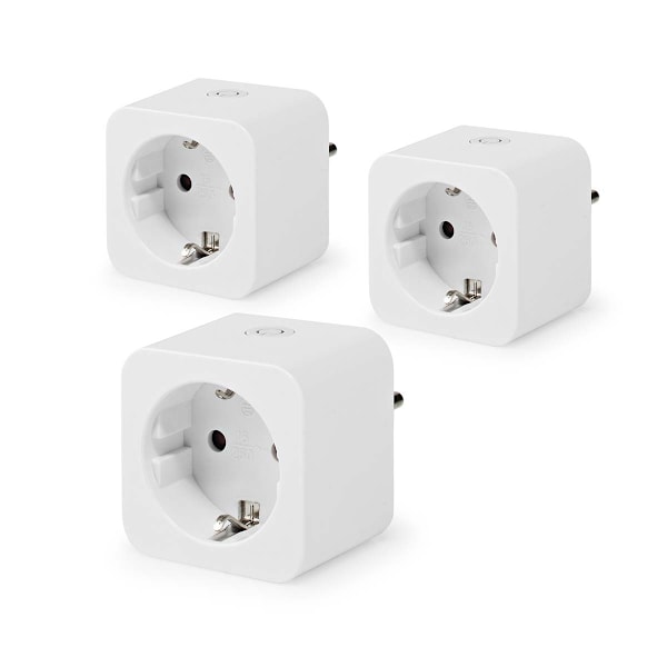 Nedis SmartLife Smart Plug | Wi-Fi | Effektmåler | 3680 W | Type F (CEE 7/7) | 0 - 55 °C | Androidâ„¢ / IOS | Hvid | 3 stk
