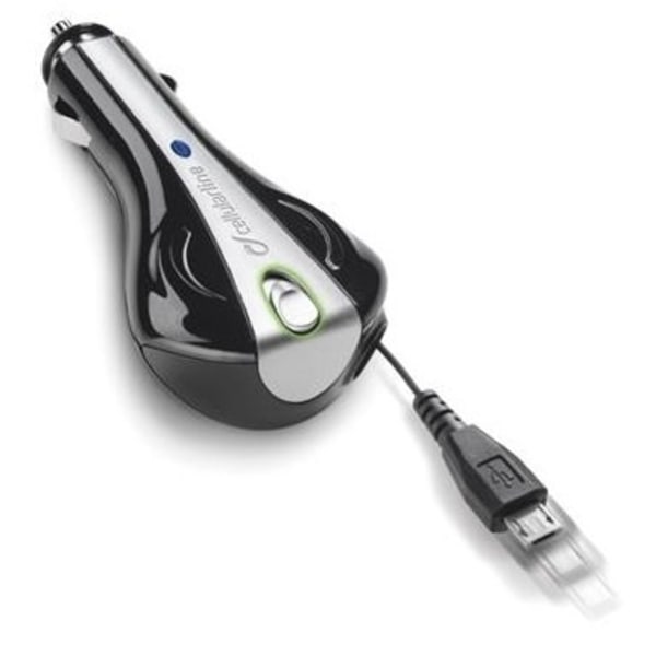 Cellularline Biloplader 12V microUSB med fleksibelt kabel Sort