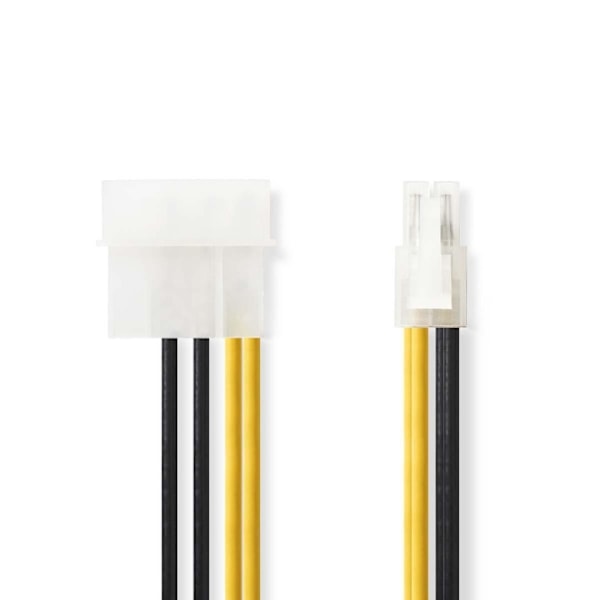 Nedis Intern Strömkabel | P4 Hane | Molex Hane | Guldplaterad | 0.20 m | Rund | PVC | Gul / Svart | Plastpåse