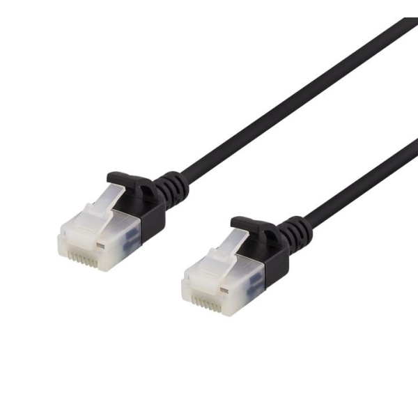 DELTACO U/UTP Cat6a patch cable, slim, 3,5mm diameter, 0,3m, bla