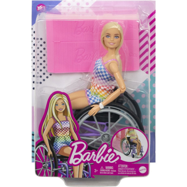 Barbie-pyörätuolin muotinukke