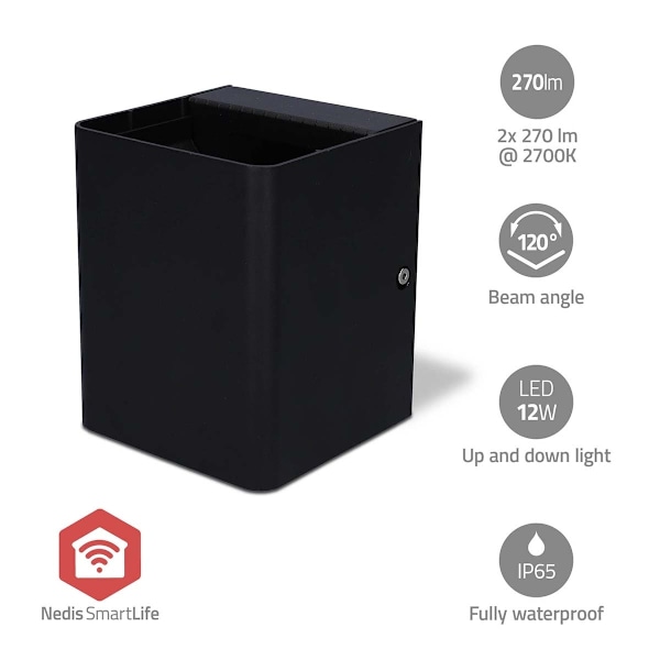 Nedis Smartlife udendørs lys | 2 x 270 lm | Zigbee 3.0 | 12 + 4 W | RGB / Varm Hvid | 2700 K | Aluminium | Androidâ„¢ / IOS