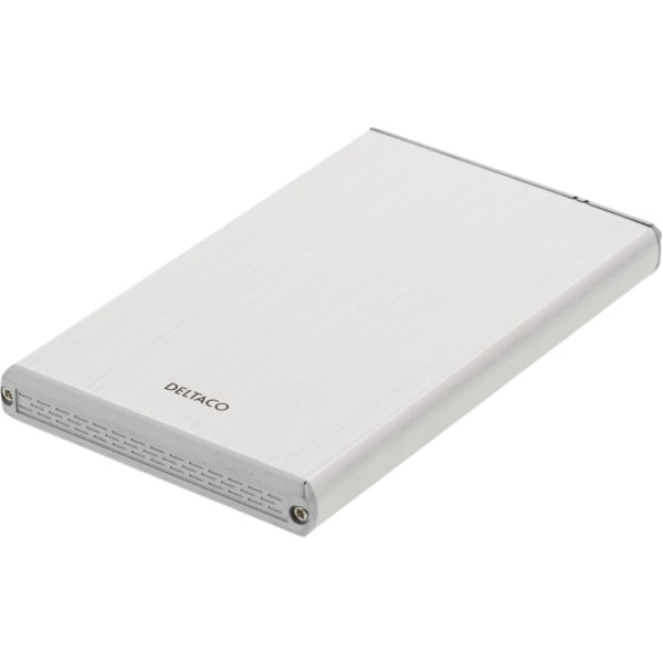 DELTACO eksternt kabinet til 1x2,5" SATA-harddisk, <b>SATA 6Gb/s</b>, Sølv