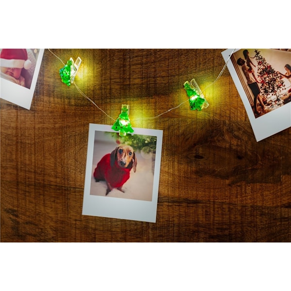 Goobay 10 LED fotoklipp ljusslinga "Julgran" med timerfunktion, varmvitt (3000 K), batteridrift