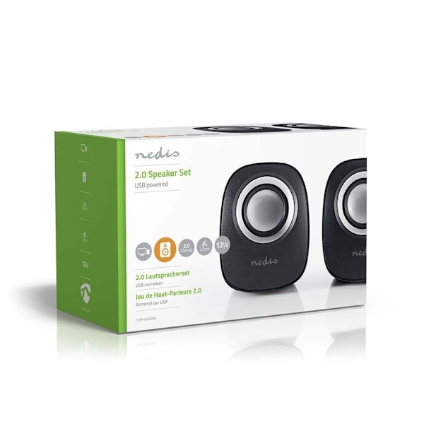 Nedis PC-högtalare | 2.0 | 12 W | 3.5 mm Hane | USB ström | Volymkontroll
