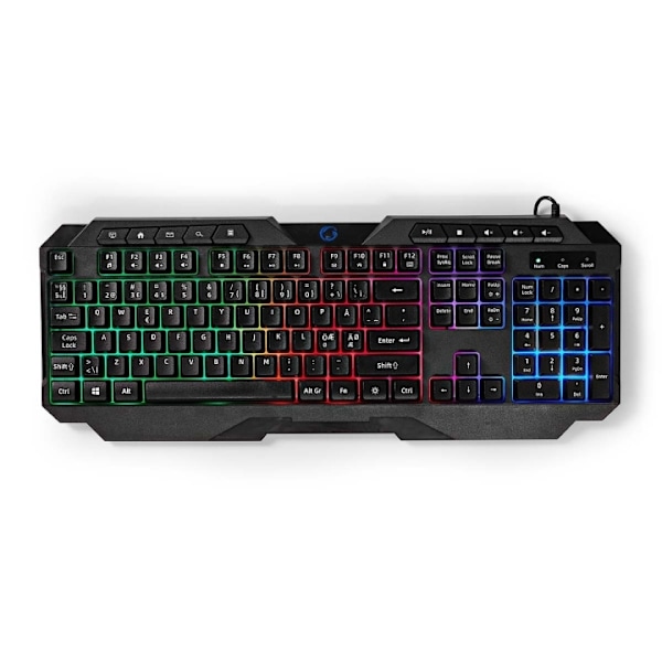 Nedis Trådat Gaming Tagentbord | USB Type-A | Membrantangenter | LED | QWERTY | ND Layout | USB ström | Strömkabel längd: 1.30 m | Multimedia Svart