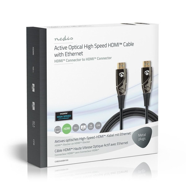 Nedis Aktiva optiska High Speed ​​HDMI kabel med Ethernet | HDMI™ Kontakt | HDMI™ Kontakt | 4K@60Hz | 18 Gbps | 10.0 m | Rund | PVC | Svart | Presentb