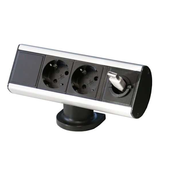 Smartline Desk , 2xCEE 7/4, kaapelin läpivienti aukko, alumiini/musta Alumiini, musta